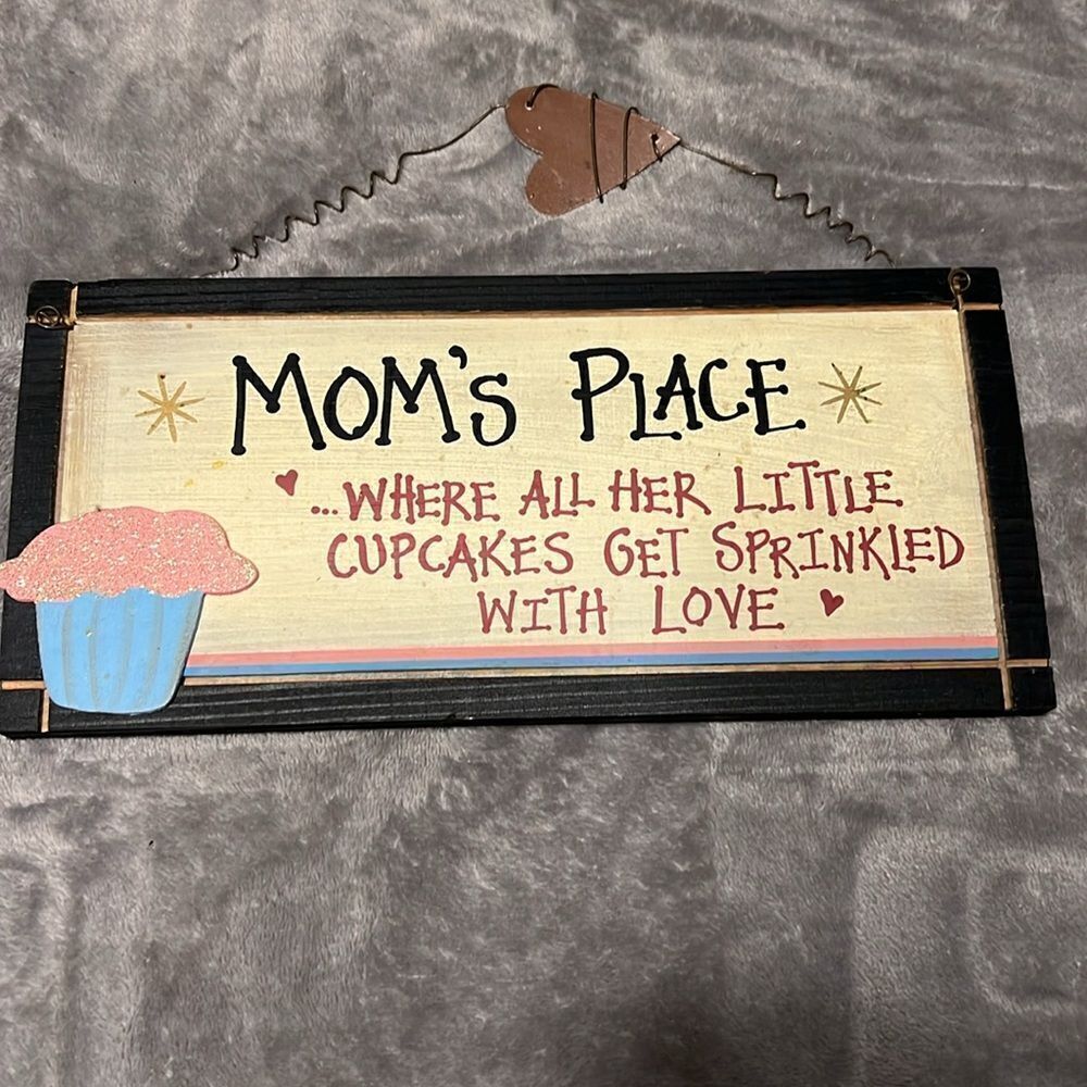 “Mom’s Place…Where All Her Little Cupcakes Get Sprinkled With Love” Wooden Sign